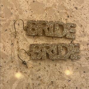 Gold Glitter 'Bride' Earrings